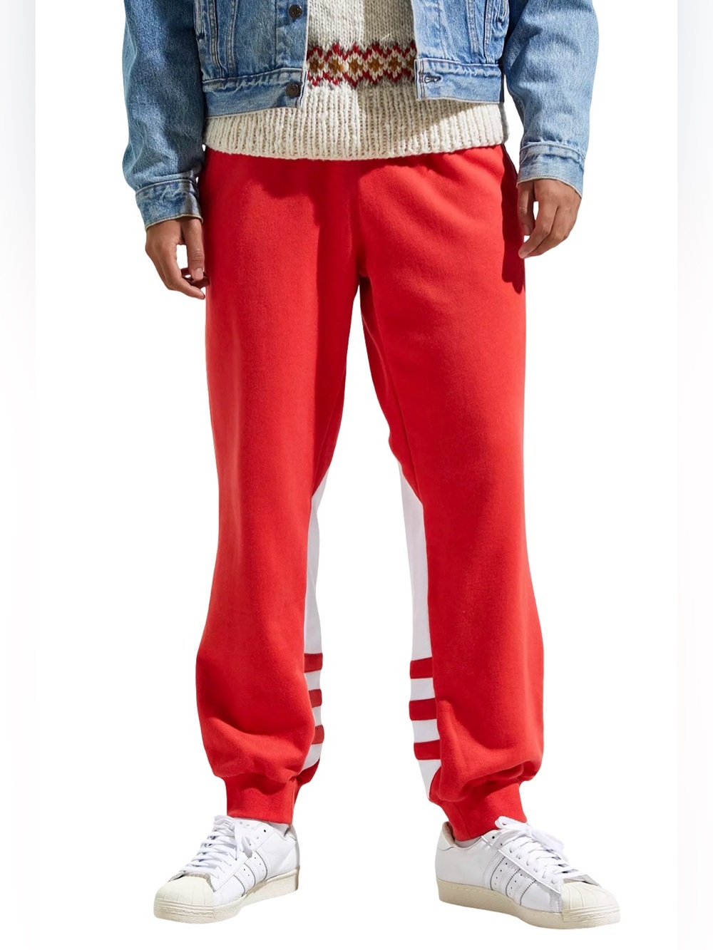 Adidas Originals Big Trefoil Sweatpants Red White Men Joggers FM3759 Size S - Picture 4 of 12